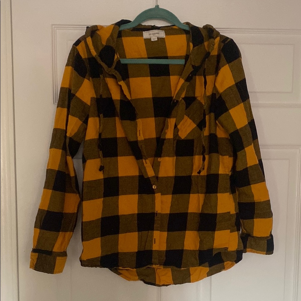 Plaid Yellow and Black Hoodie Sweatshirt